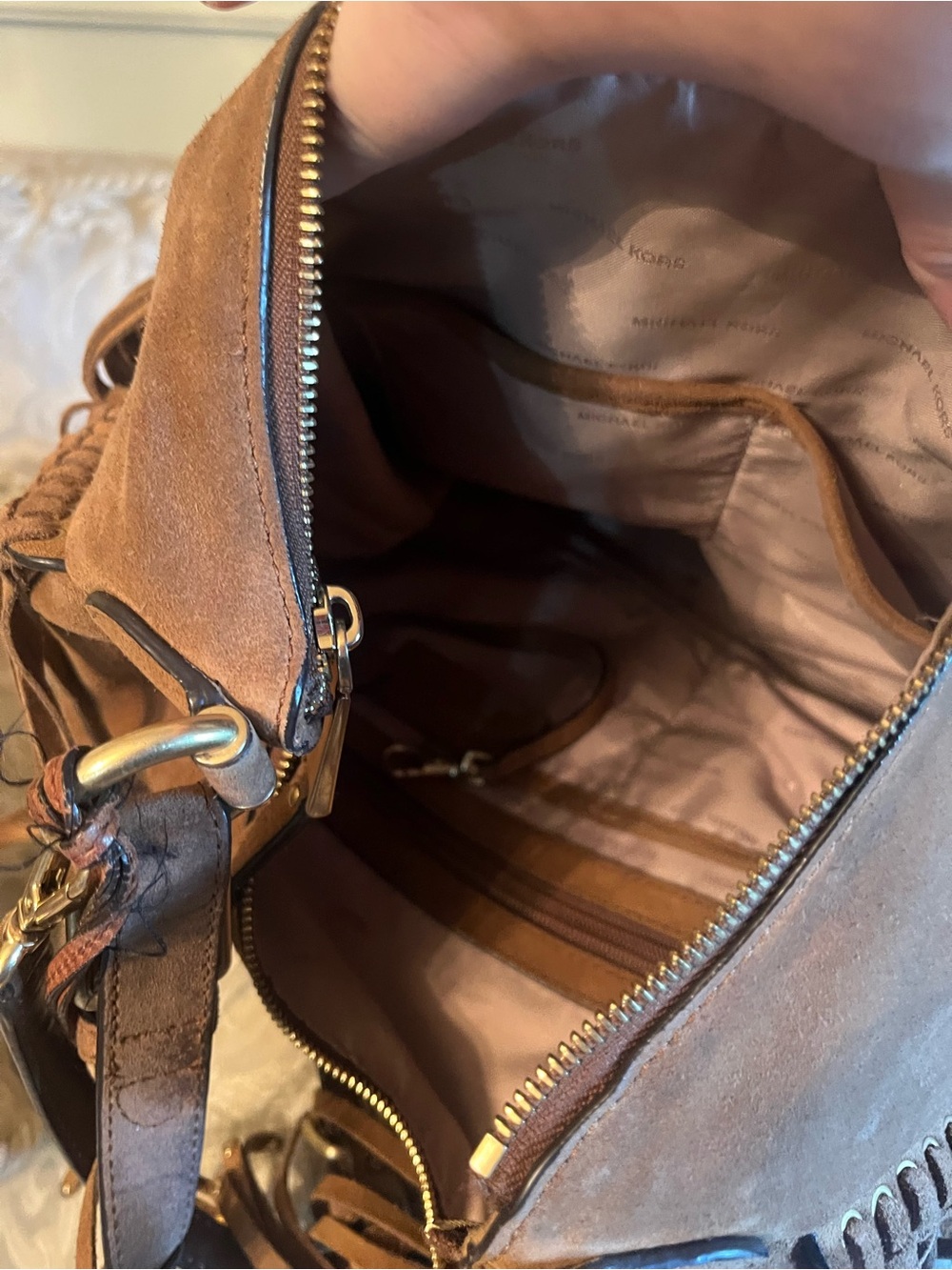 Michael Kors Brown Suede Fringe Shoulder Bag - Picture 6 of 6